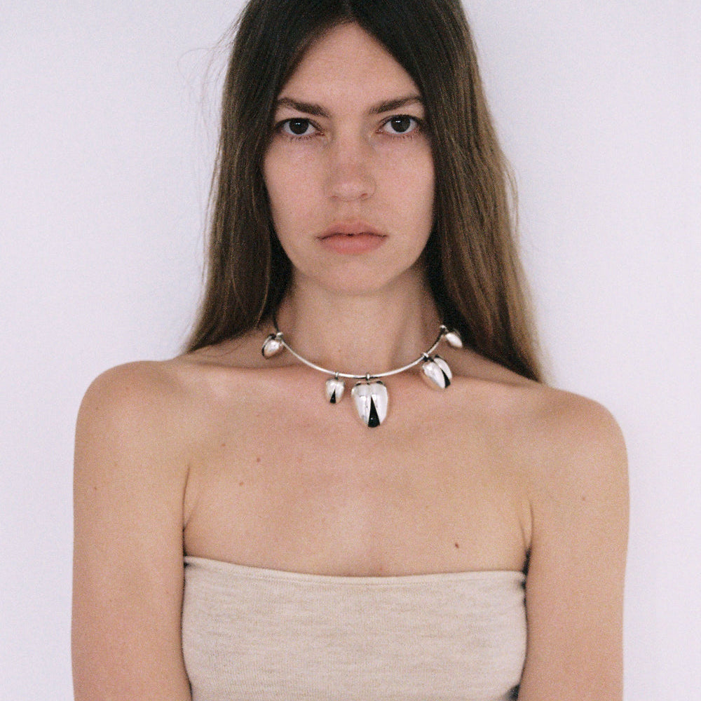 Annika Inez Open Pod Collar – Silver Pendant Necklace