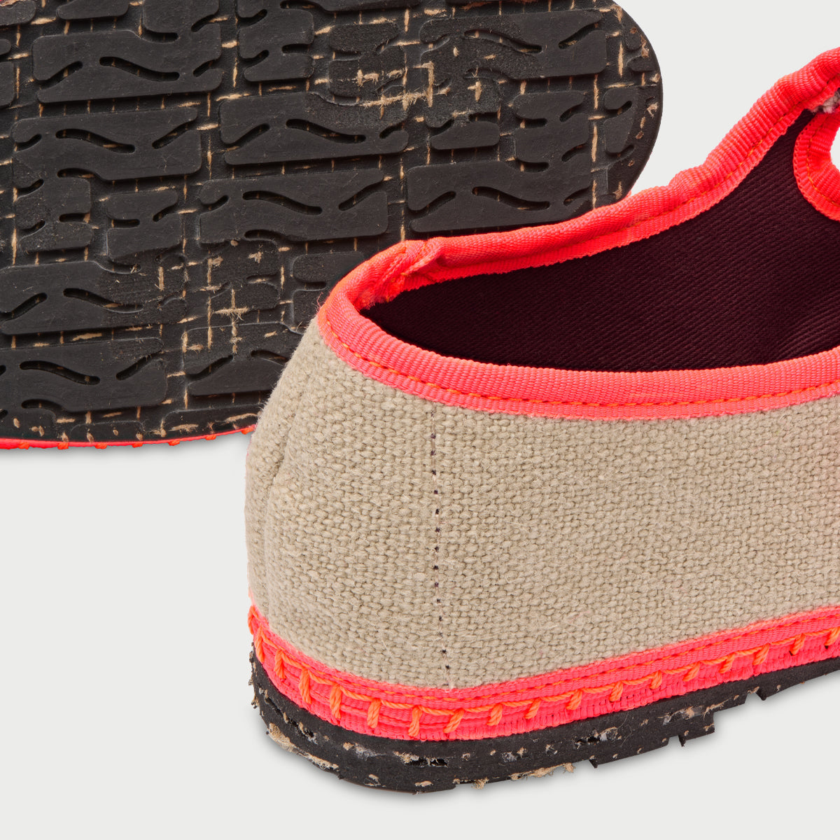 Flabelus MARA | Linen Mary Jane Flats with Neon Edge