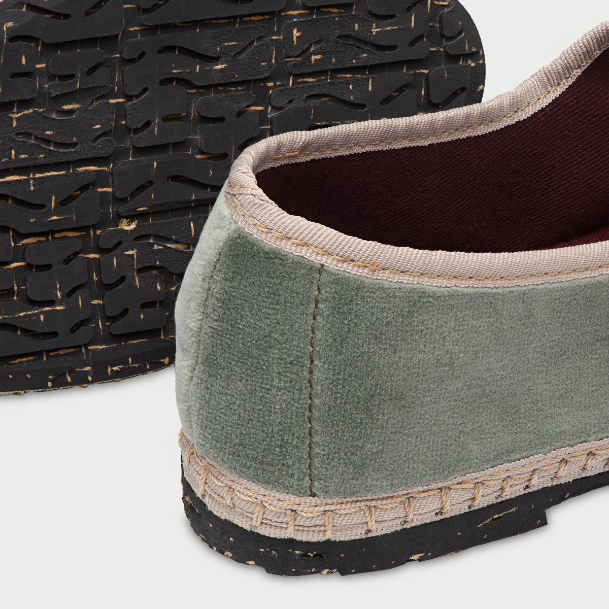 Flabelus Uta | Light Green Velvet Mary Jane Shoes