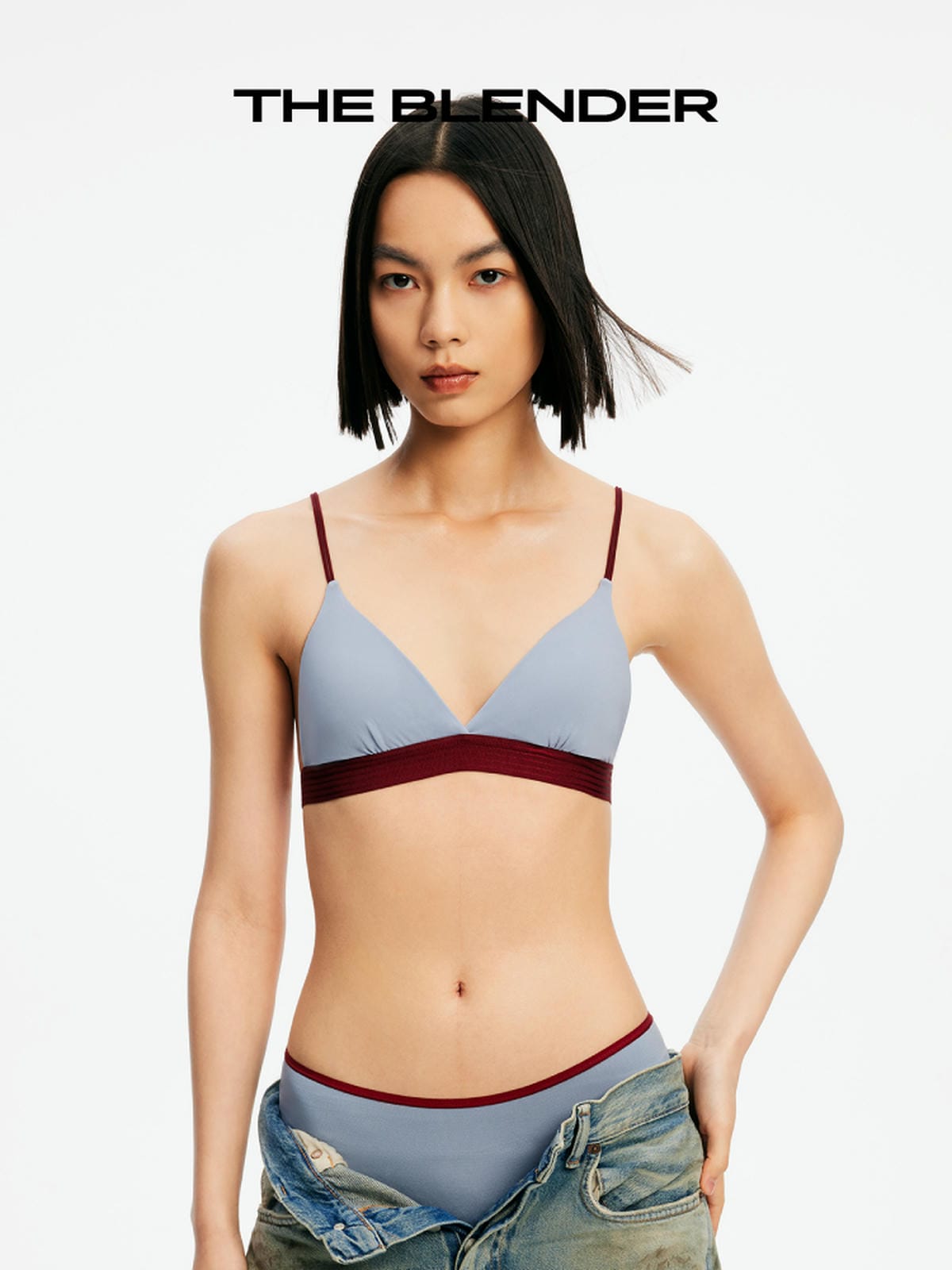 The Blender - Color-block Triangle Cup Lingerie Set
