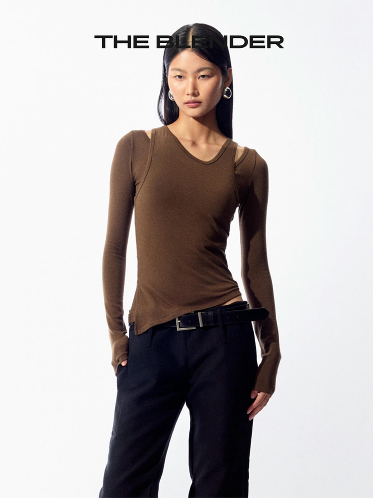 The Blender - Slim-fit Asymmetrical Long Sleeve Top