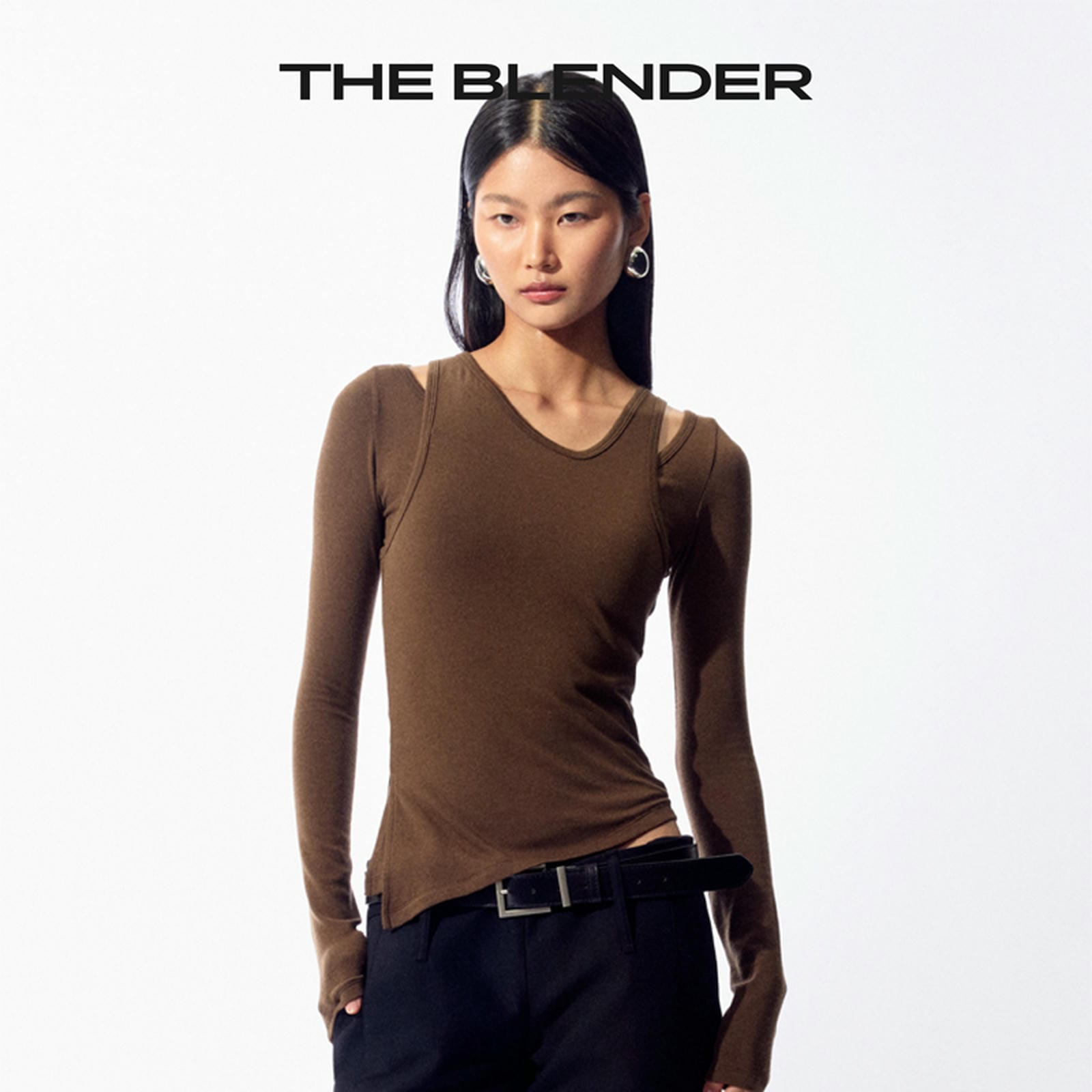 The Blender - Slim-fit Asymmetrical Long Sleeve Top