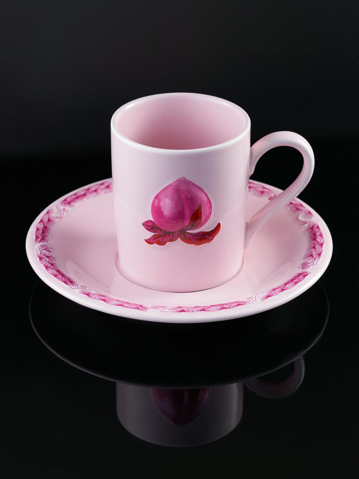 XI XING LE - Fulu Peach Coffee Cup and Saucer Set