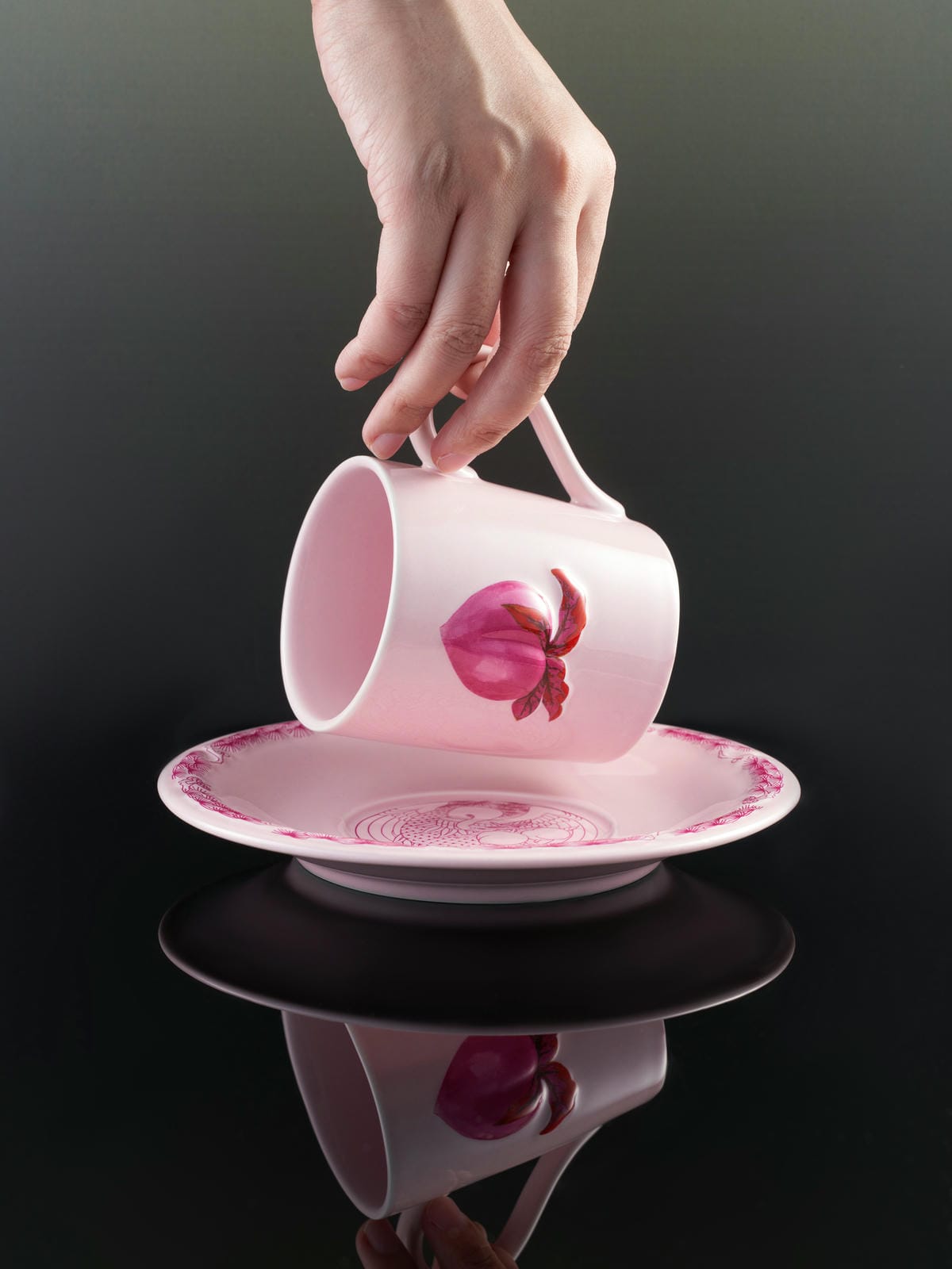 XI XING LE - Fulu Peach Coffee Cup and Saucer Set