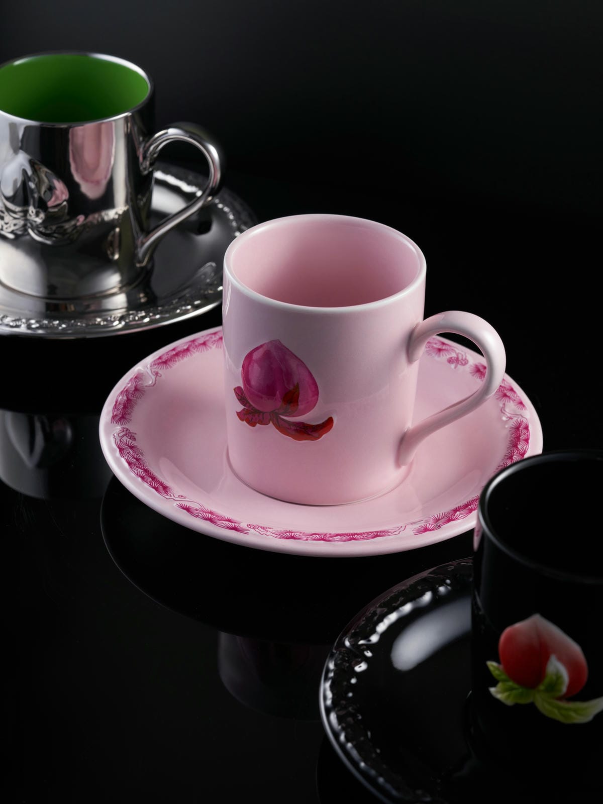 XI XING LE - Fulu Peach Coffee Cup and Saucer Set