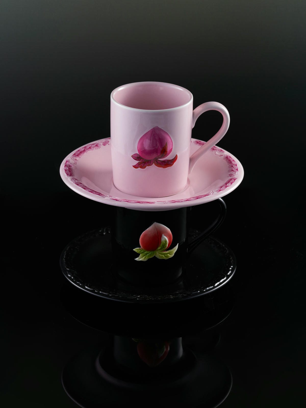 XI XING LE - Fulu Peach Coffee Cup and Saucer Set