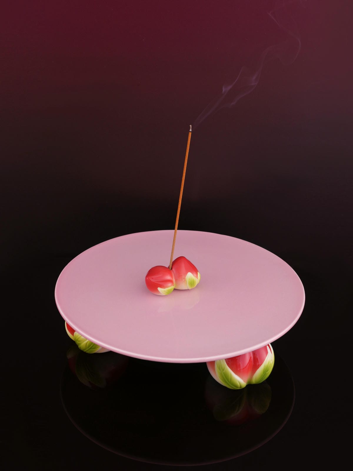 XI XING LE - Peach Fragrance Plate – Incense Holder Set