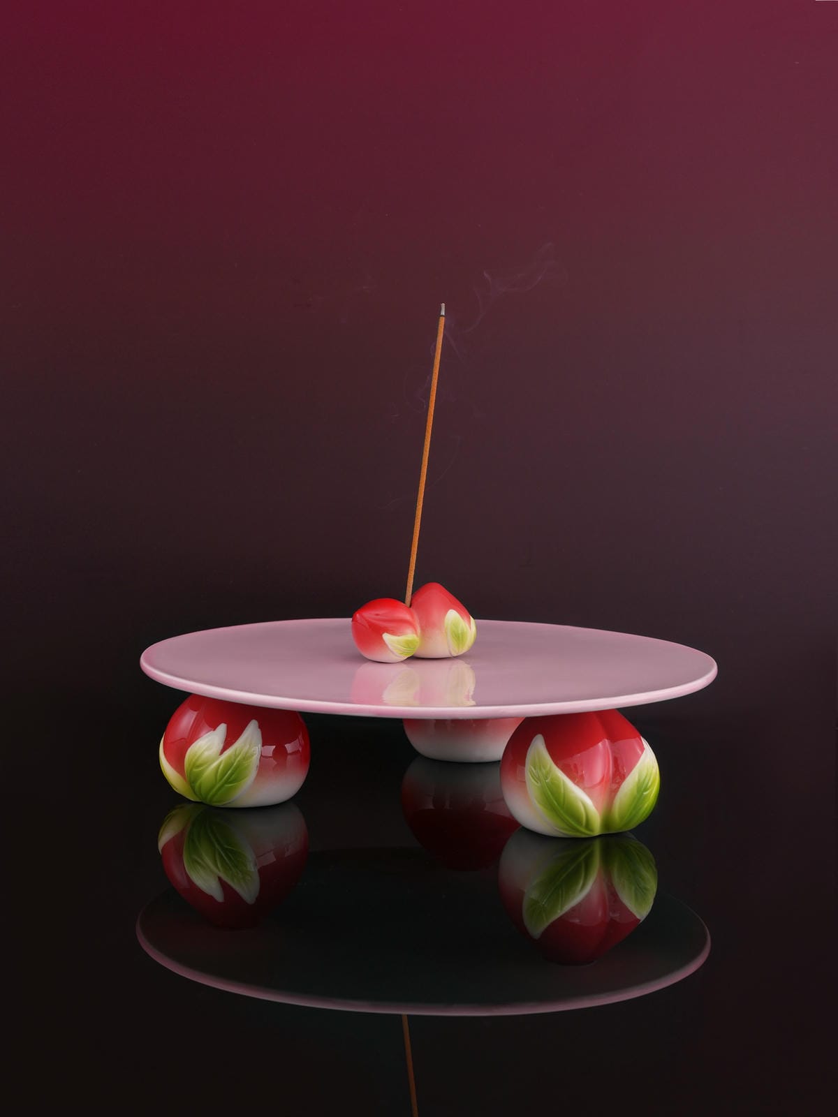 XI XING LE - Peach Fragrance Plate – Incense Holder Set