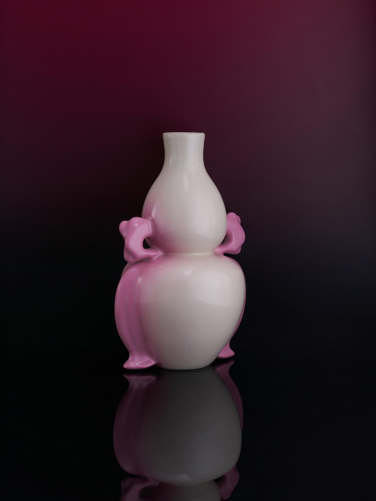 XI XING LE - Jade like Pink Gradient Hulu Vase