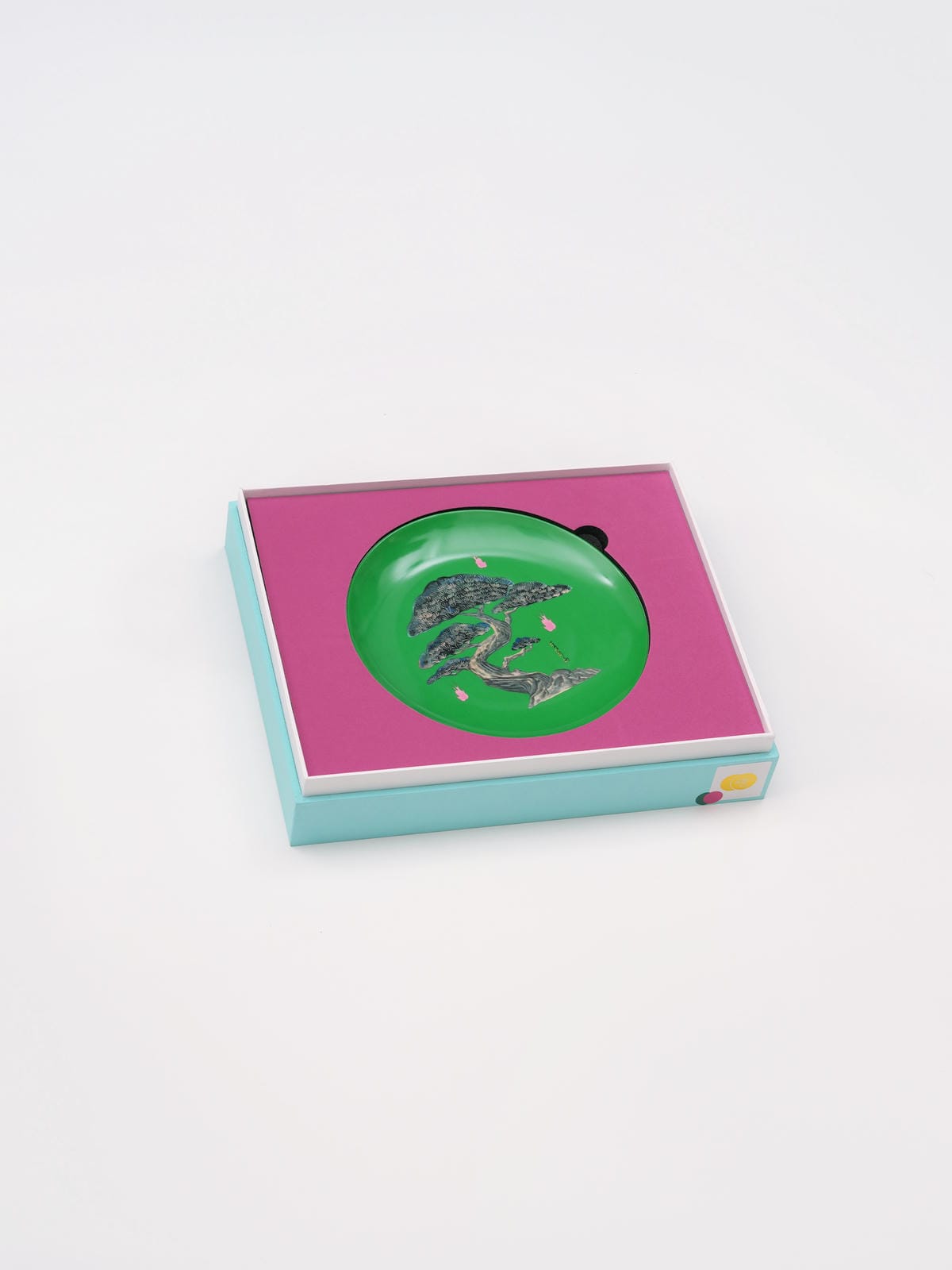 XI XING LE - Jade Pine and Cypress Plate Set - pink and green