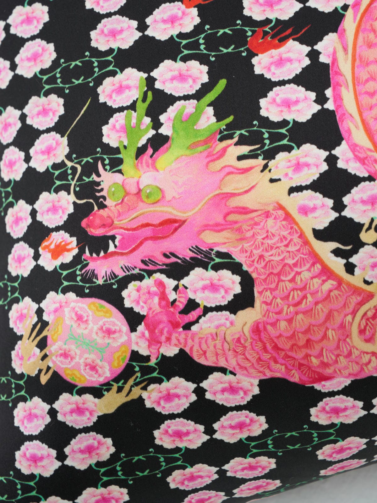 XI XING LE - Peony and Imperial Dragon Satin Cushion
