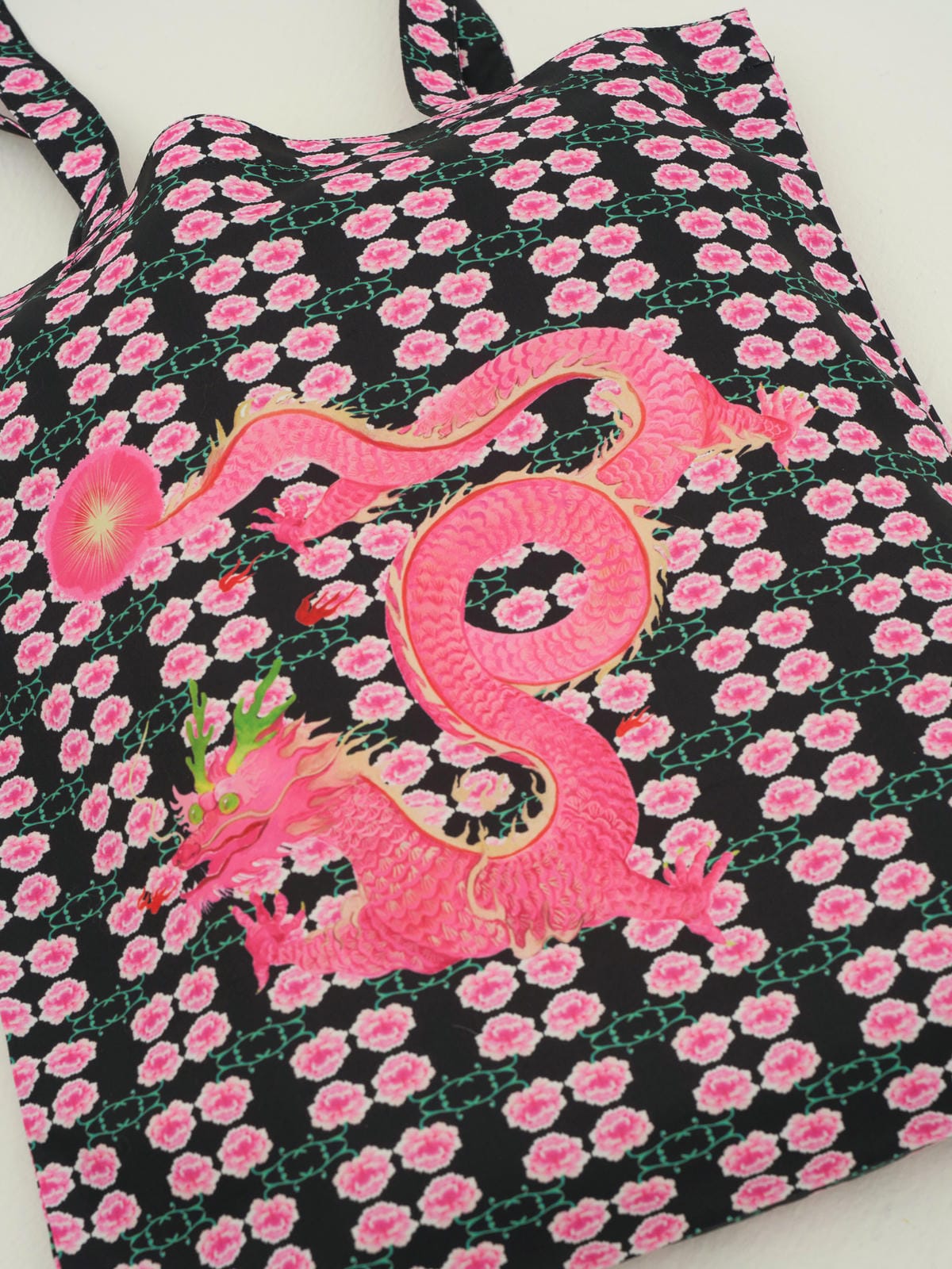 XI XING LE - Peony and Imperial Dragon Eco-Friendly Tote Bag