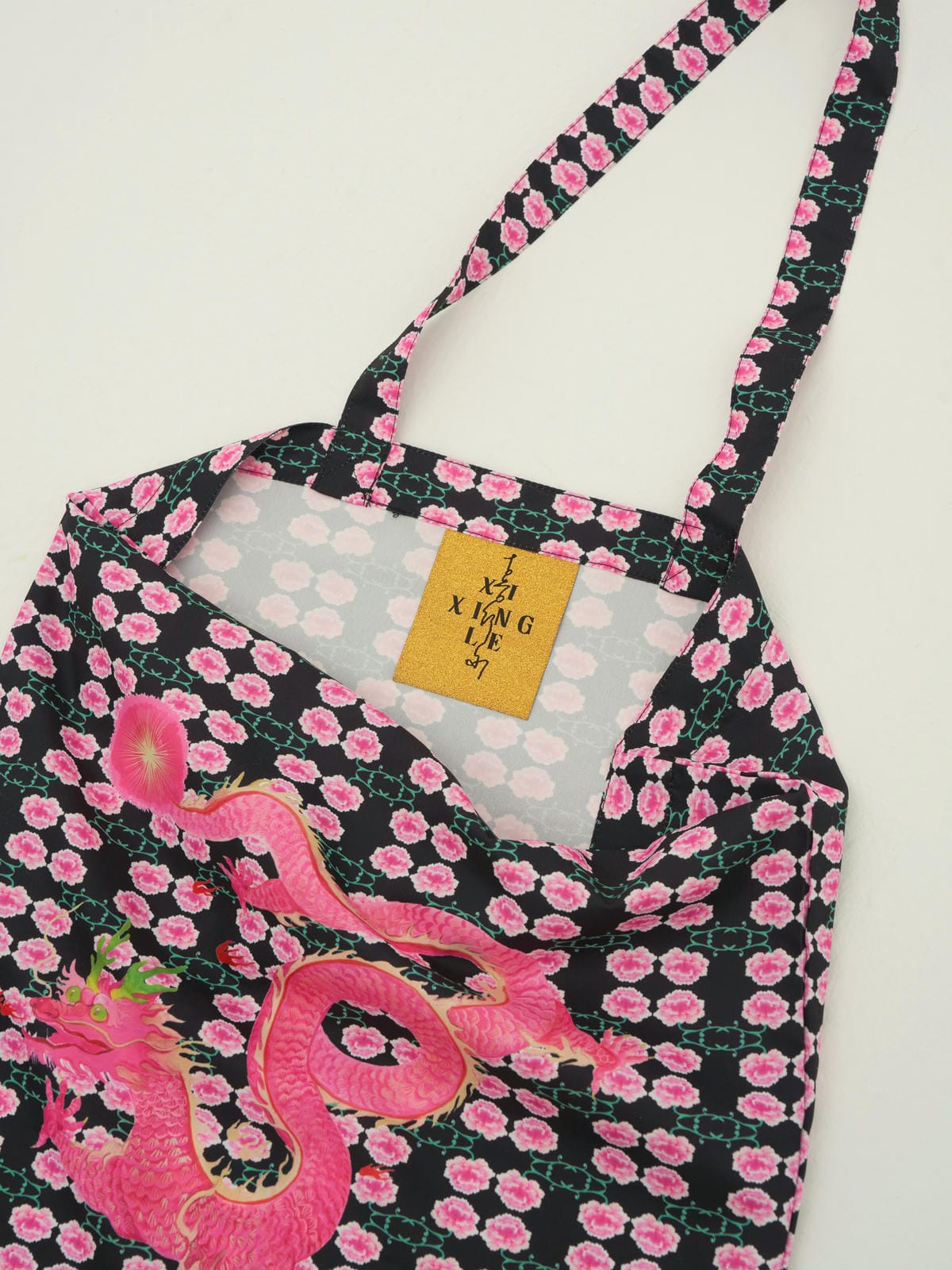 XI XING LE - Peony and Imperial Dragon Eco-Friendly Tote Bag