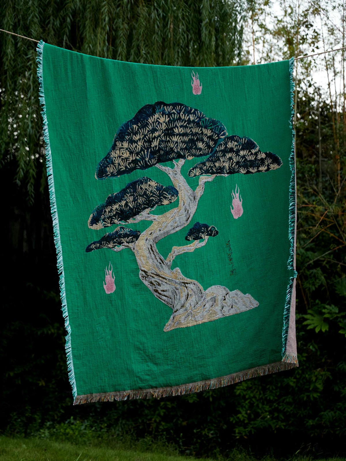 XI XING LE - Cypress Green Throw Blanket