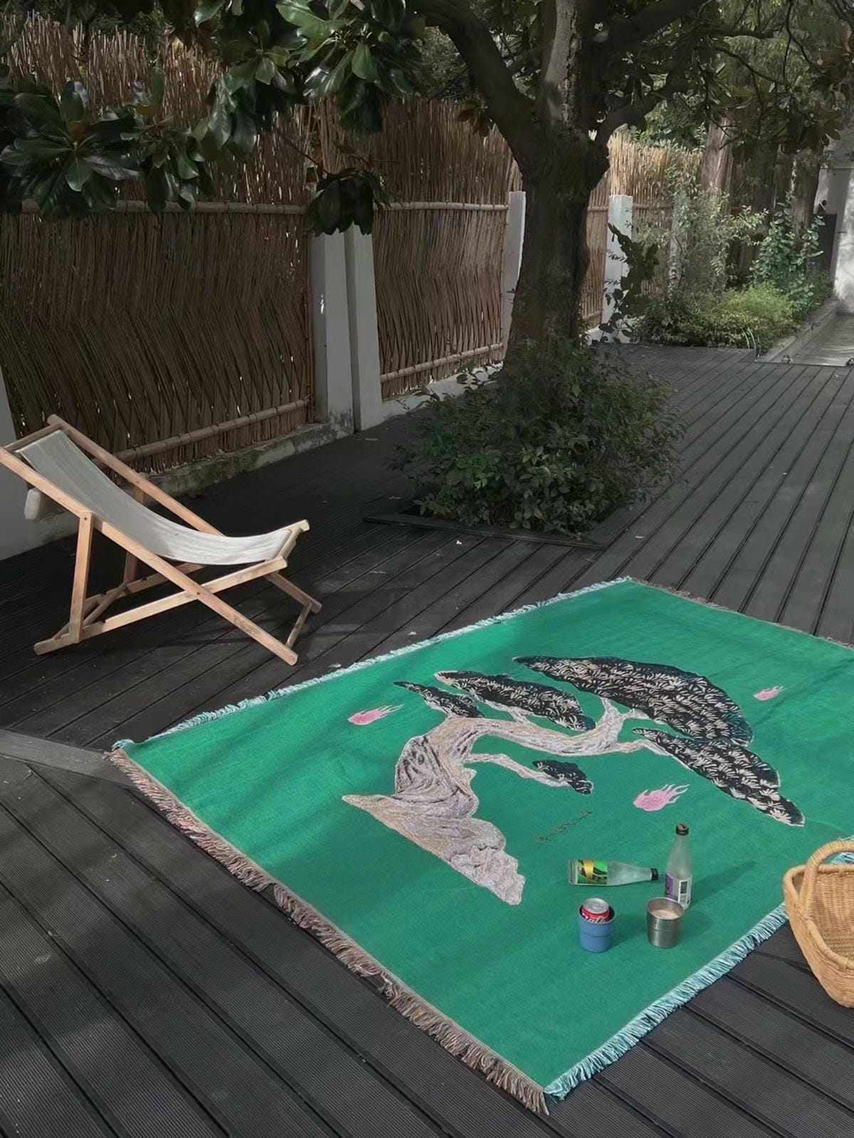 XI XING LE - Cypress Green Throw Blanket