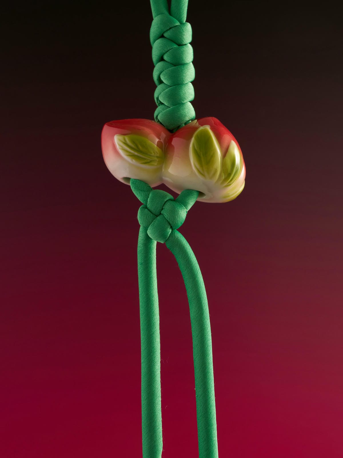 XI XING LE - Jade Green Silk Peach Pendant (Bag/Car Hanging Ornament)