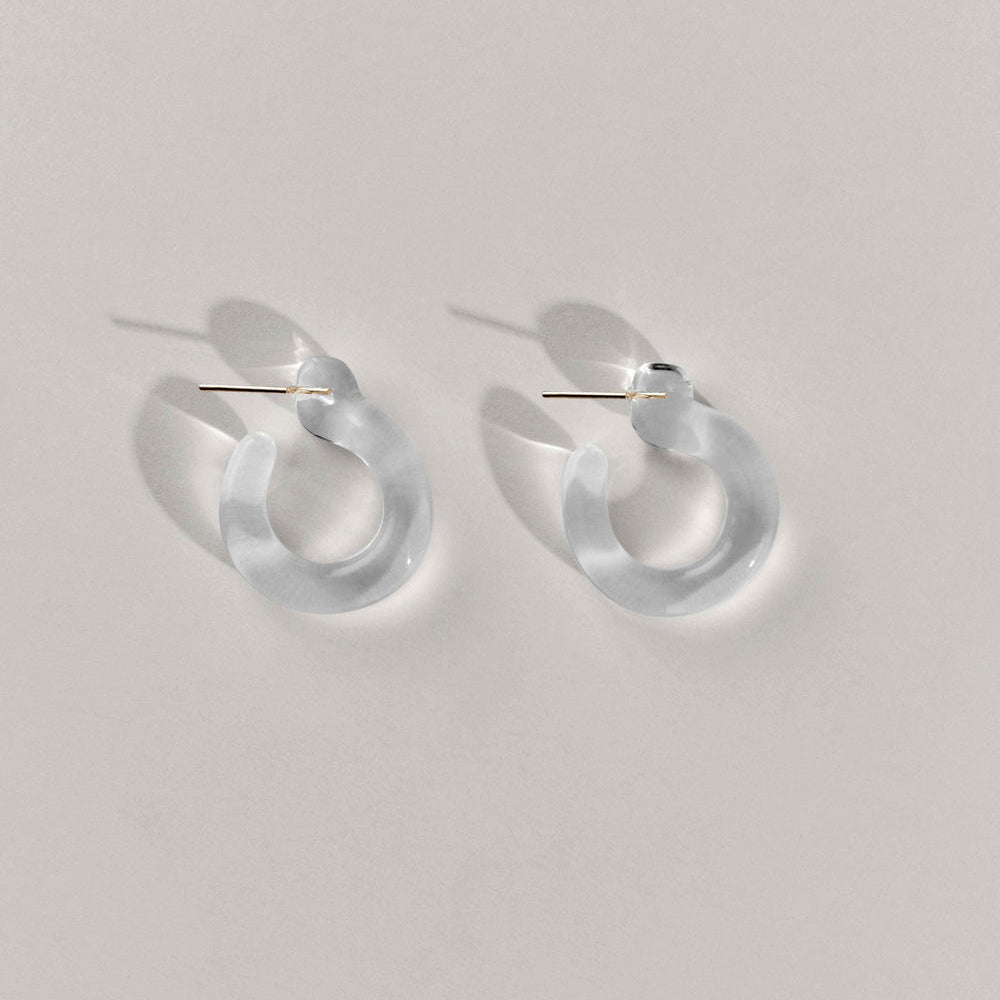 Annika Inez Glassy Hoops – Small | Sculptural Glass Hoop Earrings NZ