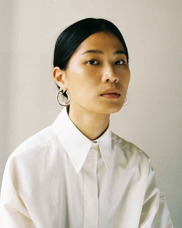 Annika Inez Glassy Hoops – Small | Sculptural Glass Hoop Earrings NZ