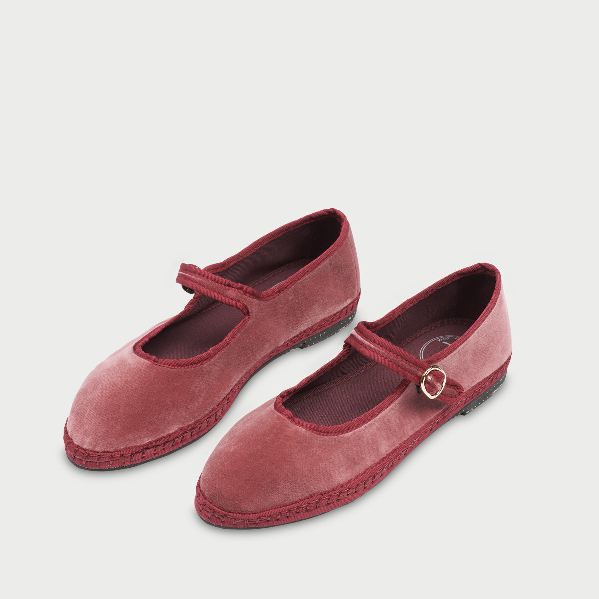 Flabelus Theresa | Light Red Velvet Mary Jane Shoes