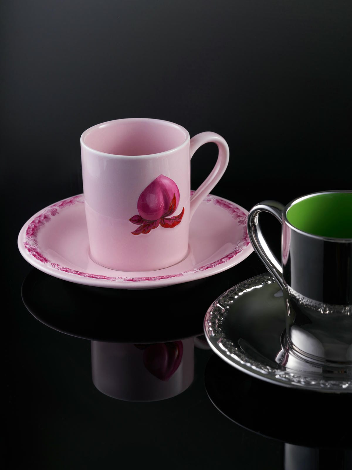 XI XING LE - Fulu Peach Coffee Cup and Saucer Set
